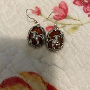 carnelian sterling bird earrings